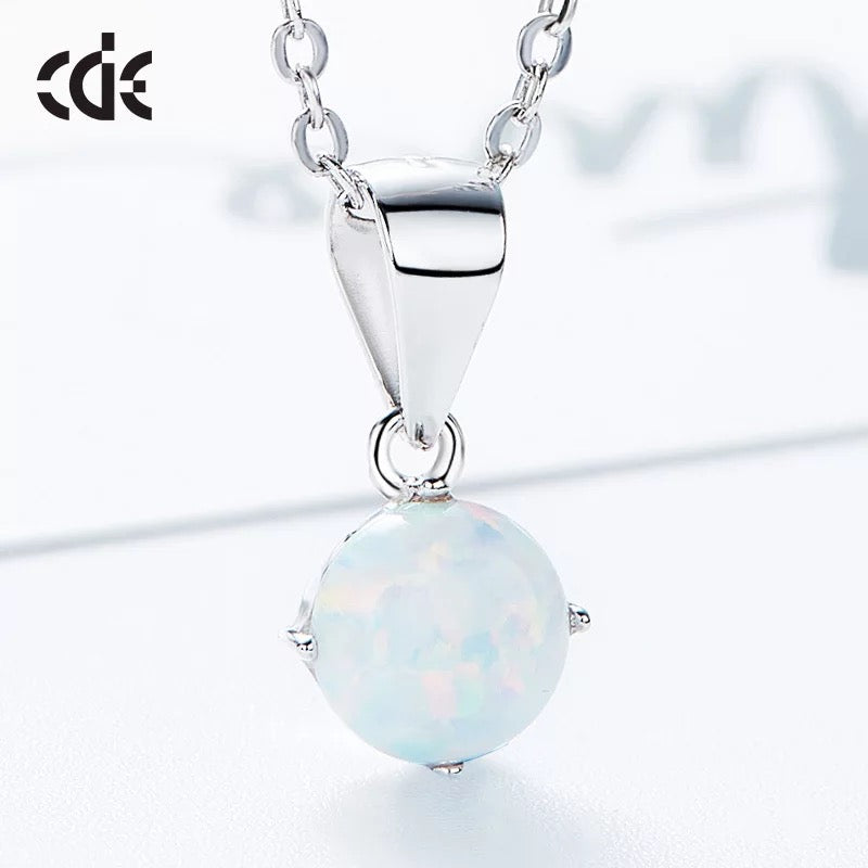 Sterling silver white opal stone necklace - CDE Jewelry Egypt